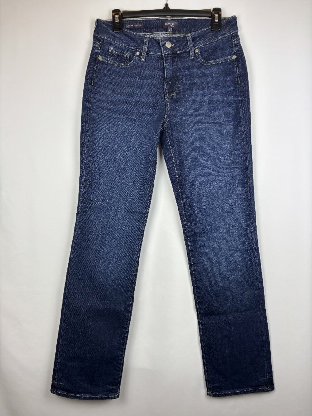 4 NYDJ Marilyn Straight Jeans Indigo Medium Wash Soft Stretch Denim Lift Tuck